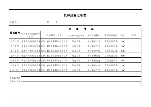 机房巡查记录表(参照模板)