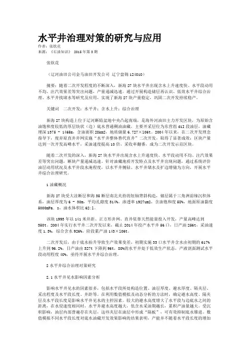 水平井治理对策的研究与应用