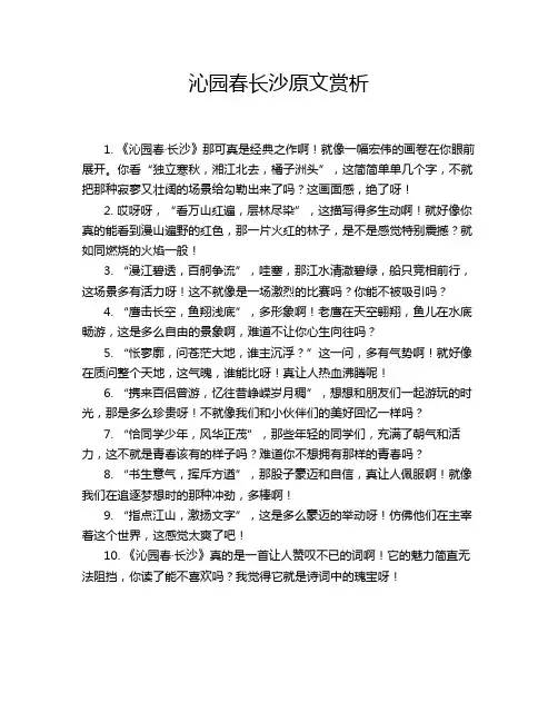 沁园春长沙原文赏析