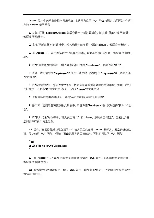 access 教程 案例