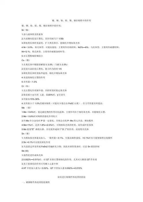 铸造设备铸造知识简单介绍 镍、铜、铬、钼、锡、锑在铸铁中的作用