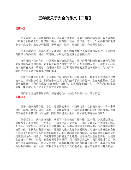 五年级关于安全的作文【三篇】