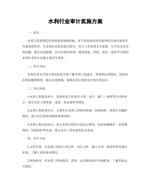 水利行业审计实施方案