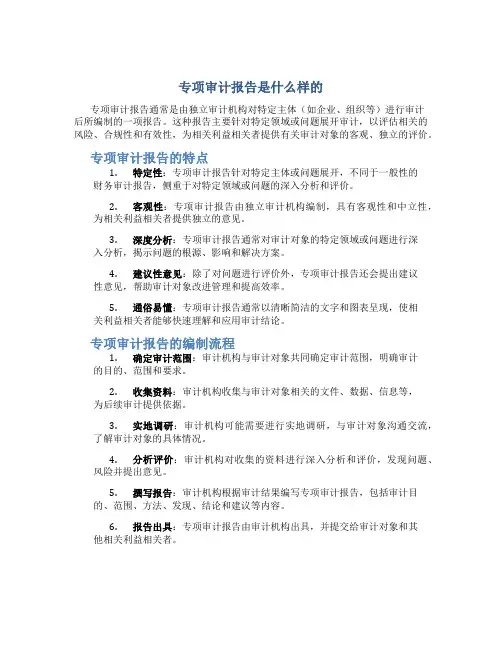 专项审计报告是什么样的