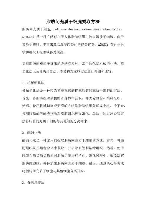 脂肪间充质干细胞提取方法