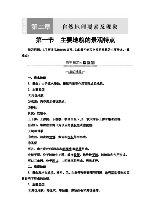 中图版高中地理必修一讲义主要地貌的景观特点