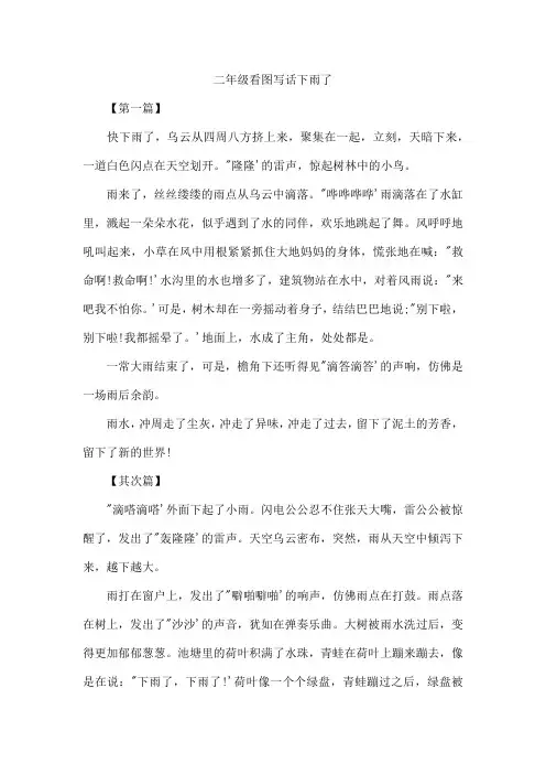 二年级看图写话下雨了
