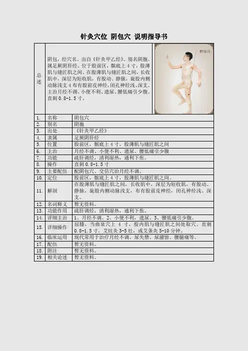 针灸穴位 阴包穴 说明指导书