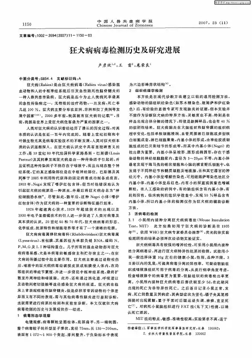 狂犬病病毒检测历史及研究进展