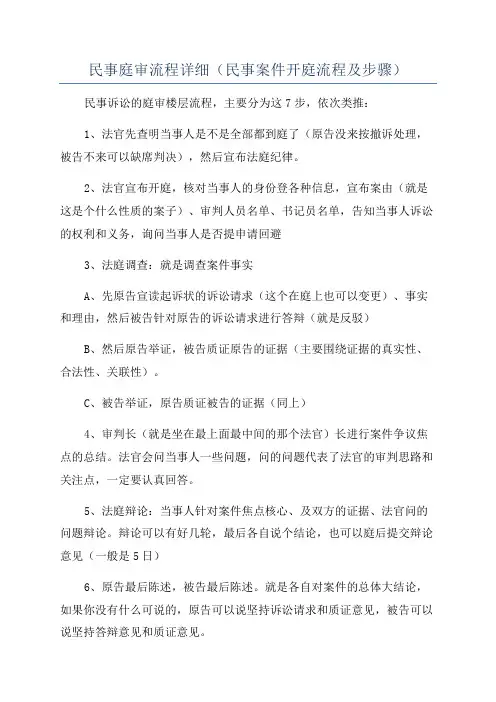 民事庭审流程详细(民事案件开庭流程及步骤)