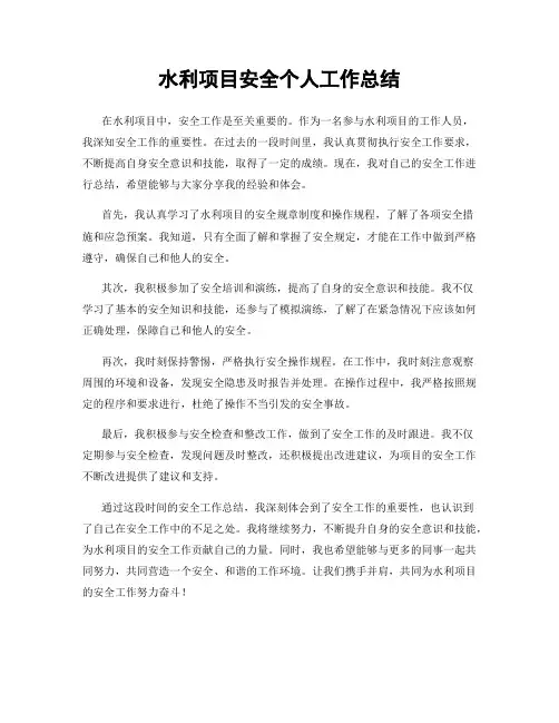 水利项目安全个人工作总结