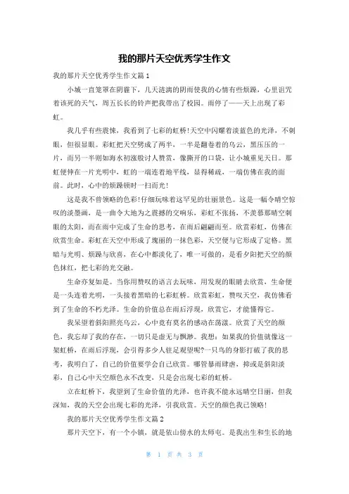 我的那片天空优秀学生作文