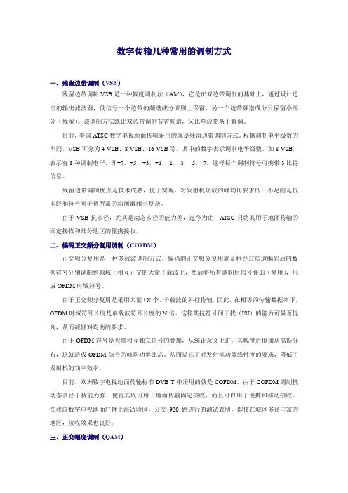 数字传输几种常用的调制方式