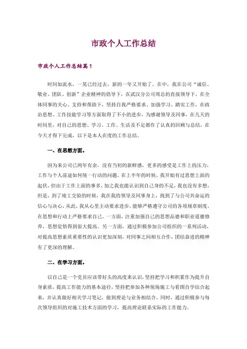 市政个人工作总结_1
