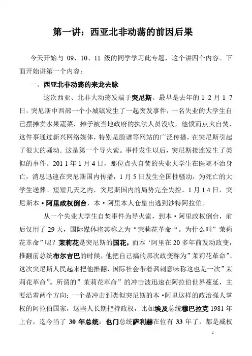 西亚北非动荡的前因后果