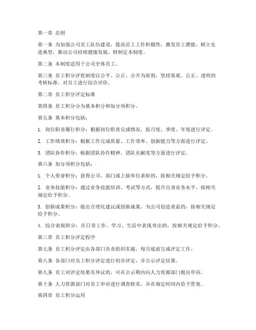员工积分评优管理制度