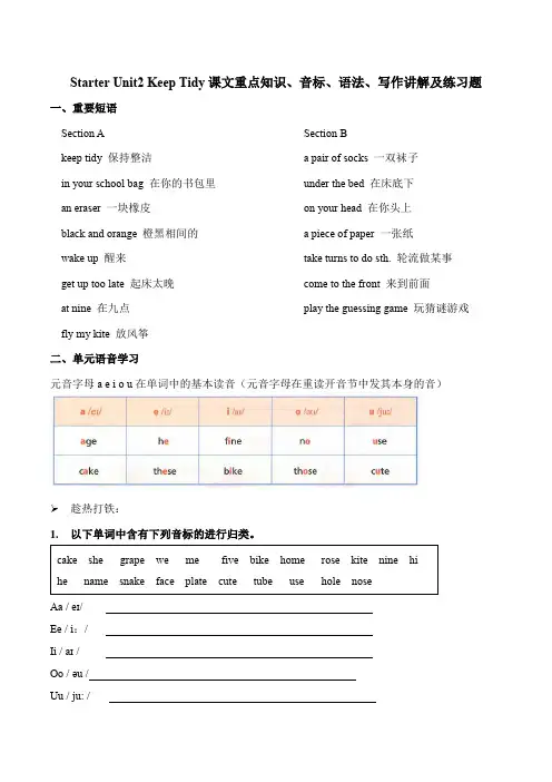 2024新人教版七年级英语上册Starter Unit2课文重点知识和语法及练习题
