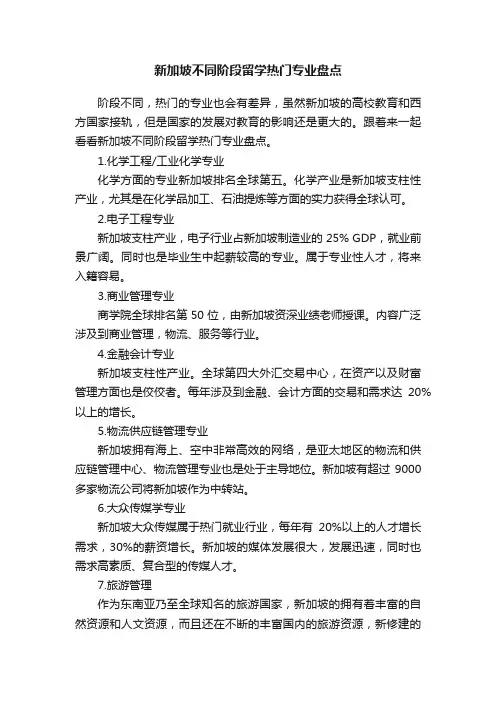 新加坡不同阶段留学热门专业盘点