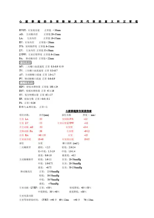 心脏彩超的各项指标正常值及其代表的意义