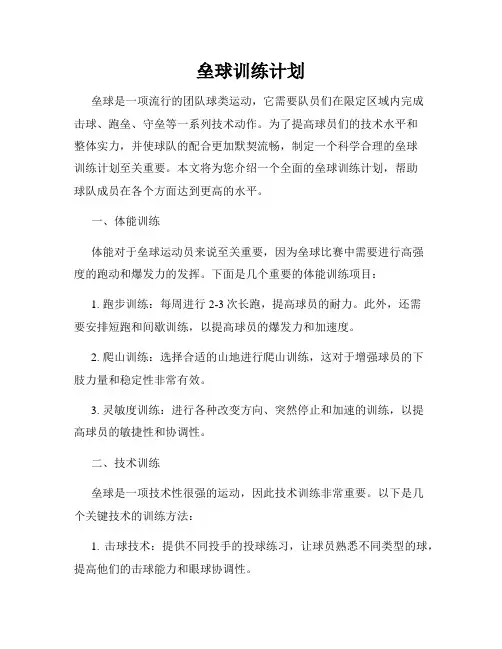 垒球训练计划