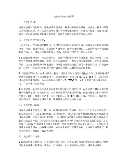 炎症知识点归纳总结