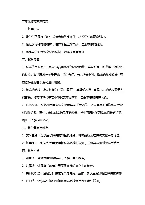 二年级梅花教案范文