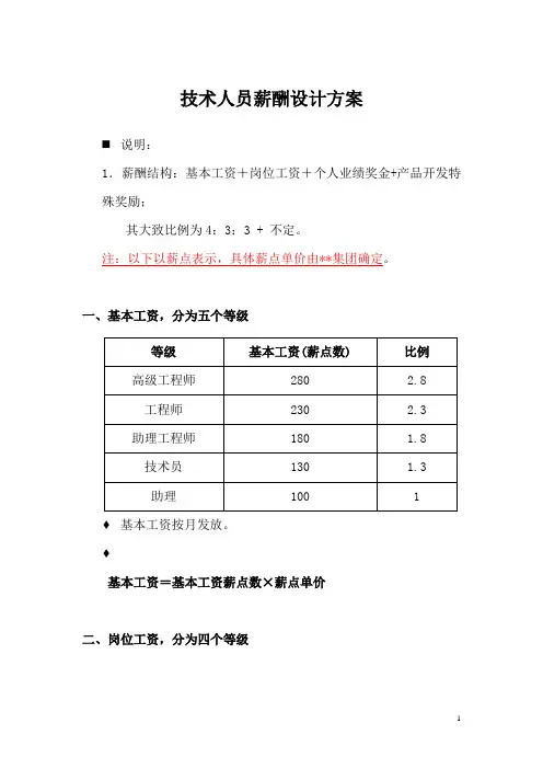 技术人员薪酬设计方案