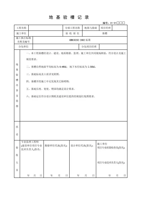 地基验槽记录