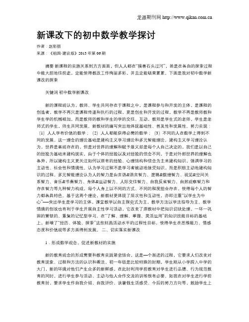 新课改下的初中数学教学探讨