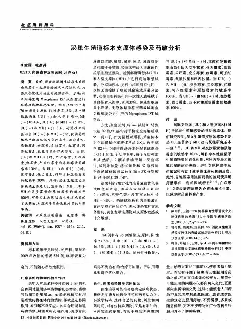 泌尿生殖道标本支原体感染及药敏分析