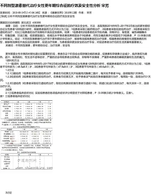 不同剂型激素替代治疗女性更年期综合征的疗效及安全性分析 宋芳