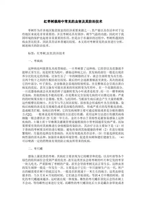 红枣树栽培中常见的虫害及其防治技术
