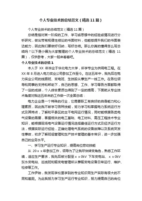 个人专业技术的总结范文（精选11篇）