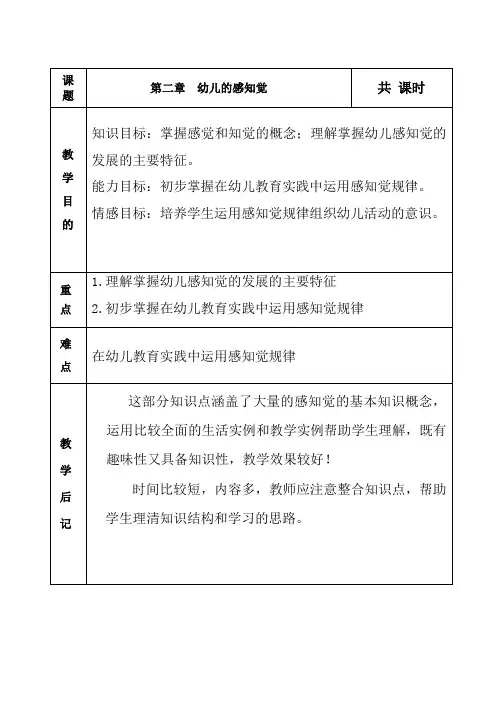 《学前儿童发展心理学》教学教案—02幼儿的感知觉