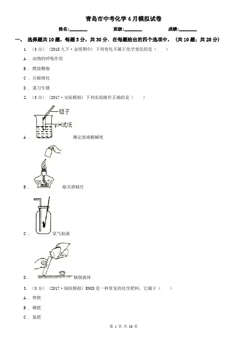 青岛市中考化学4月模拟试卷