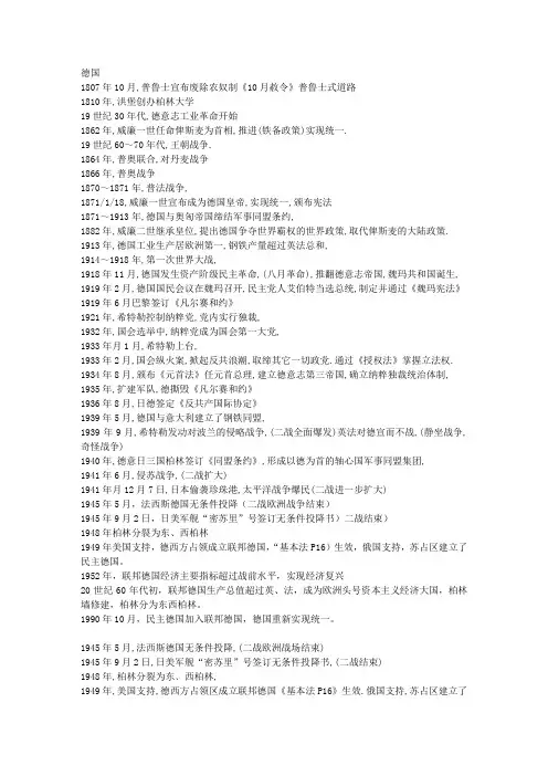 德国近代史年表