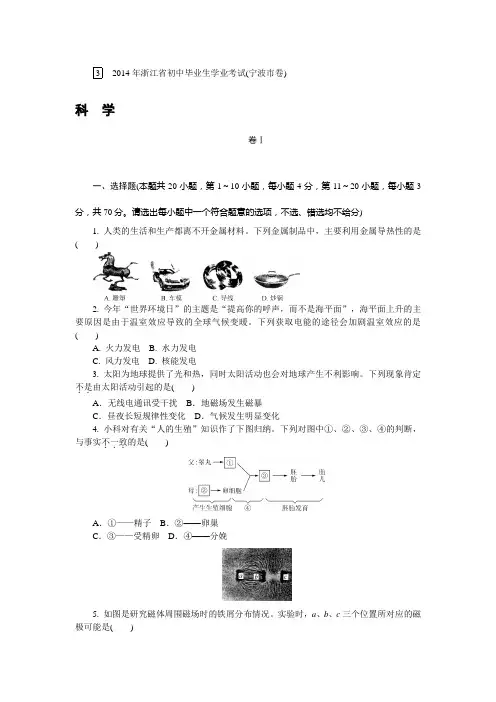 2019年浙江省宁波市初中毕业生学业考试(中考)(含答案解析)