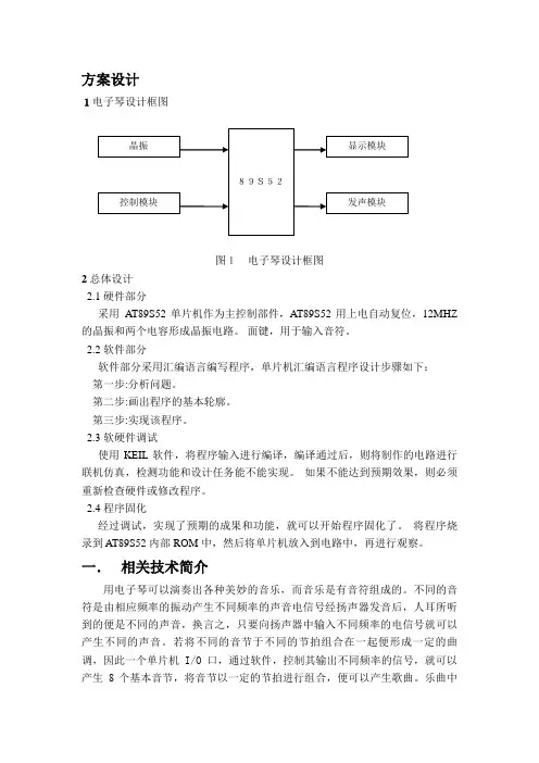 单片机电子琴方案
