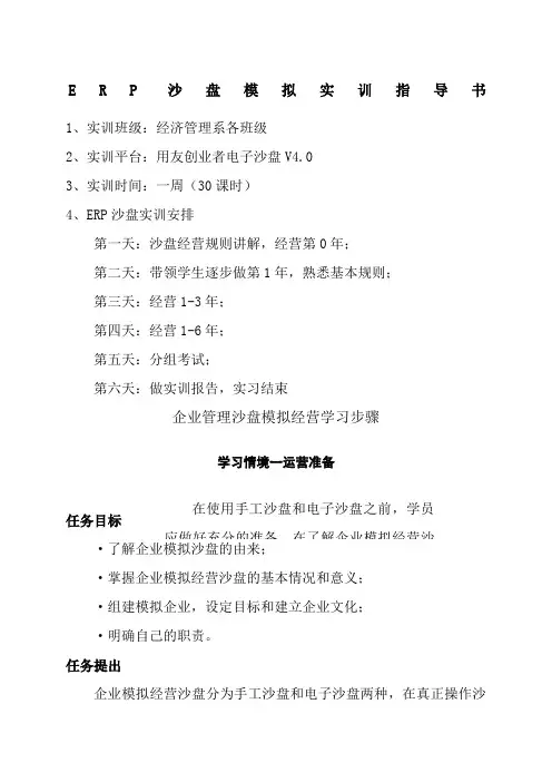 ERP沙盘模拟实训指导书