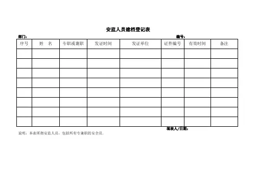 安全管理台账统一表式