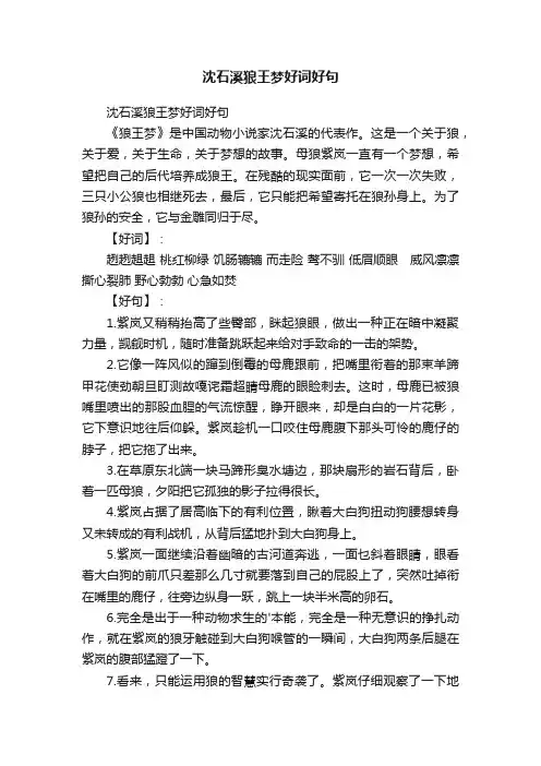 沈石溪狼王梦好词好句