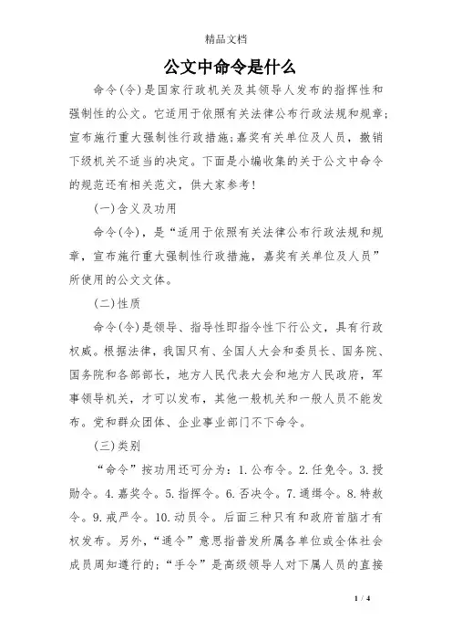 公文中命令是什么