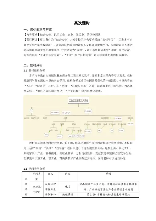3.2工业区位因素及其变化(第二课时)教学设计高中地理人教版必修二