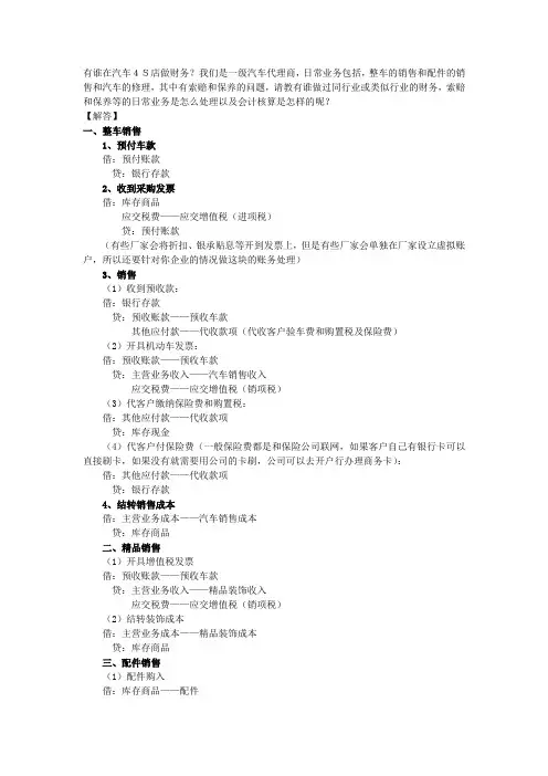 汽车4S店财务核算大全