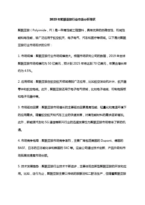 2023年聚酰亚胺行业市场分析现状
