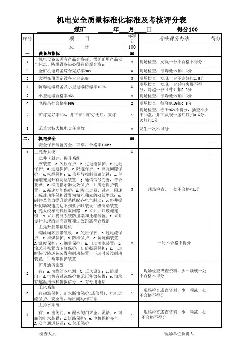 机电安全质量标准化评分标准