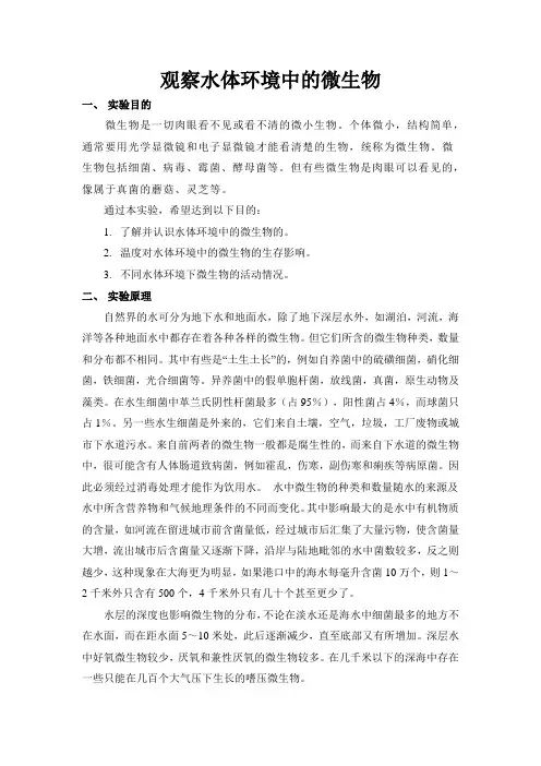 观察水体环境中的微生物