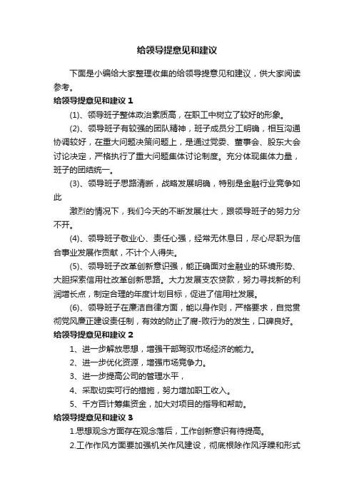 给领导提意见和建议