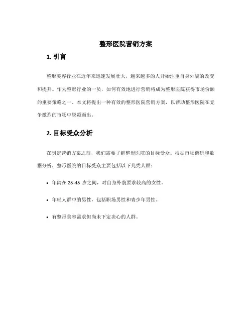 整形医院营销方案