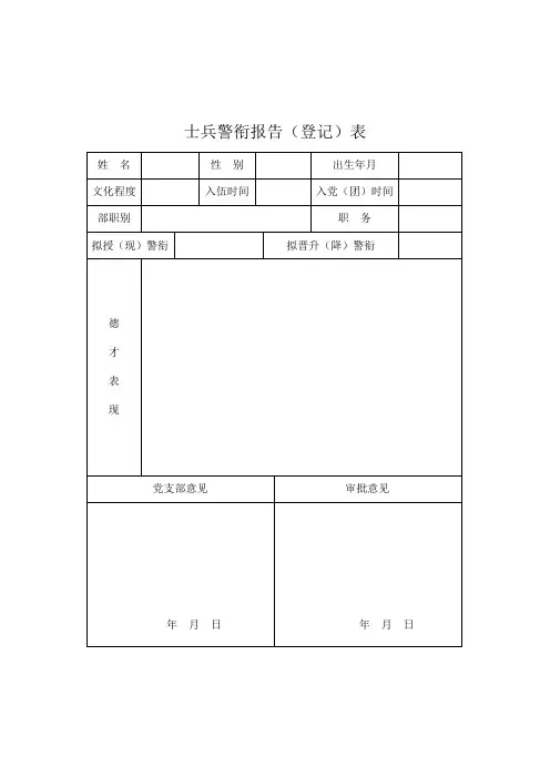 士兵档案表格